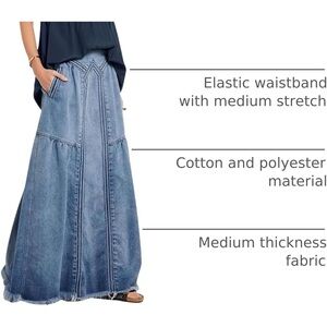 Maxi denim skirt, light blue, size XXL, elastic waist w/ pockets, NWOT